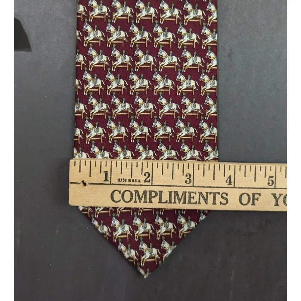 Brooks‎ Brothers Carousel Horse Tie Novelty Jockey Circus Silk Burgundy RN 99458